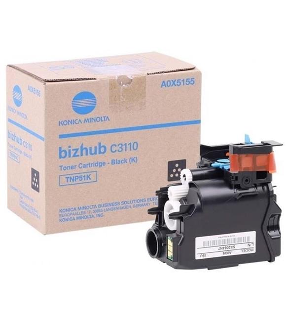 Konica Minolta TNP51K Black Siyah Orjinal Fotokopi Toneri Bizhup C3110 A0X5155