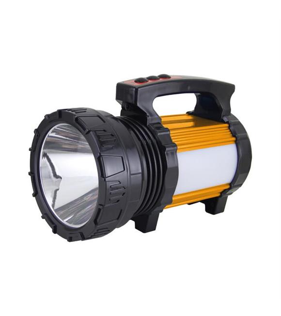 Panther Pt-8817 USB Şarjlı Metal Fener 10W Led+ 2Yan Led Flaşör 5-8 Saat Çalışma Powerbank Öze