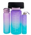 Valletta VLT1284 Eldorado 3lü Set Motivasyonel Su Matarası Mor(2000ml-750ml-300ml)_1)
