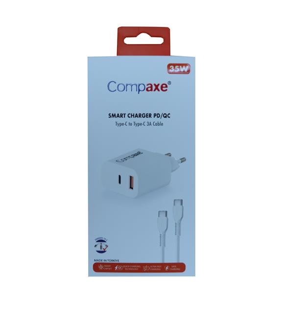 Compaxe CTA-350TT  35W 5V 3A PD-QC+ Type-C To Type-C  Şarj Kablosu