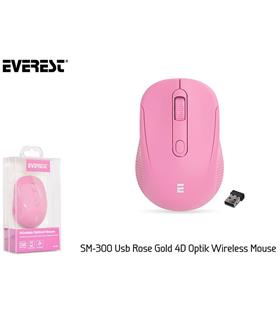 Everest SM-300 Usb Rose Gold 4D Optik Süper Sessiz AAlkalin Pil Kablosuz Mouse