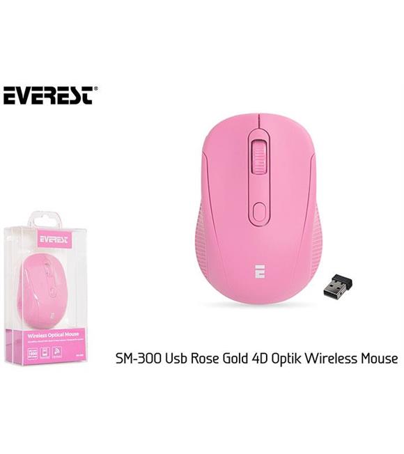Everest SM-300 Usb Rose Gold 4D Optik Süper Sessiz AAlkalin Pil Kablosuz Mouse