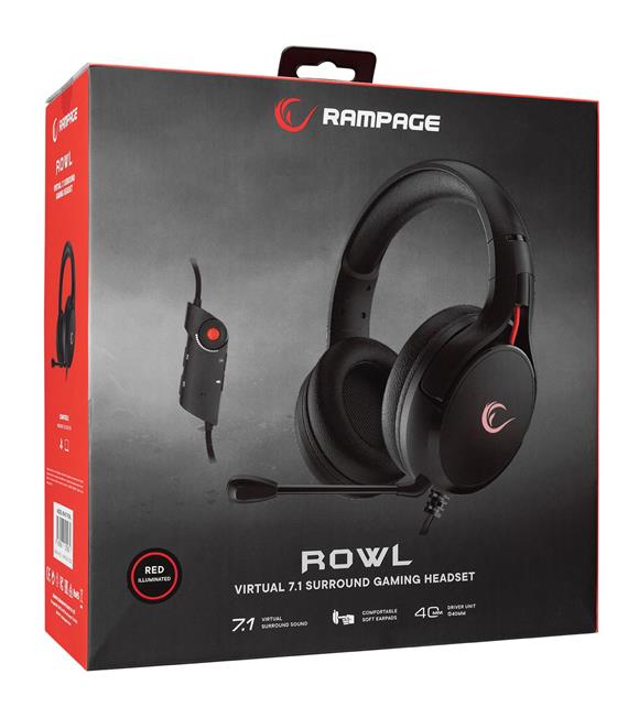 Rampage RM-K57 ROWL Kırmızı Led USB 7.1 Surround Mikrofonlu Oyuncu Kulaklığı
