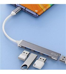Inca IUSB-04T Type-C Grişli 4Port Usb Hub 3X2.0 USB Çıkış 3.0 USB Çıkış 5 Gbps