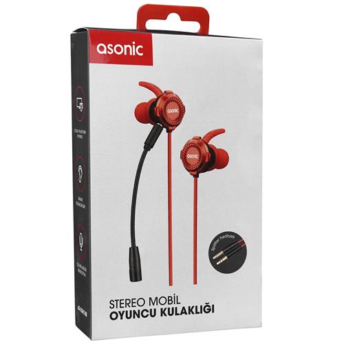 Hytech Asonic AS-XGK100 Splitter Hediyeli 3.5mm Gaming Kırmızı Kulak İçi Mikrofonlu Kulaklık Kategorilere Göre İndirimler Ve Fırsat Ürünleri
