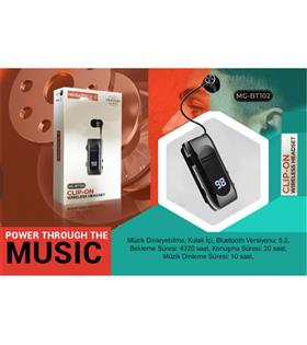 Megatech Mg-Bt102 Clıp-On Makaralı Digital Göstergeli Bluetooth Kablosuz Kulaklık