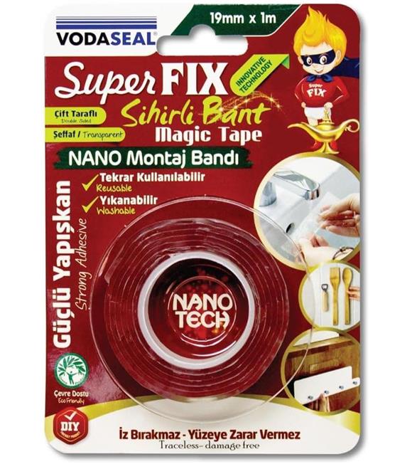 Vodaseal Çift Taraflı Montaj Bandı 19mmX1 Mt Şeffaf Vhb Bandı (Banyo- Mutfak- Cam-Ayna)