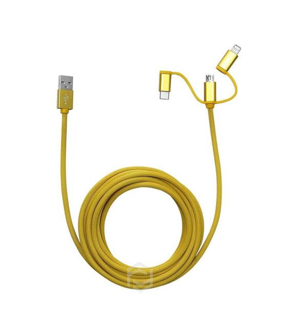 Frisby FA-7556UC Örgülü 3mt USB Data - Şarj Kablo (iOS-Android-Type-C) Sarı Kategori Dışı