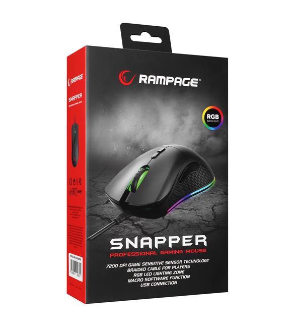 Rampage SMX-R53 SNAPPER Usb Siyah 7200 dpi RGB Aydınlatmalı Gaming Oyuncu Mouse
