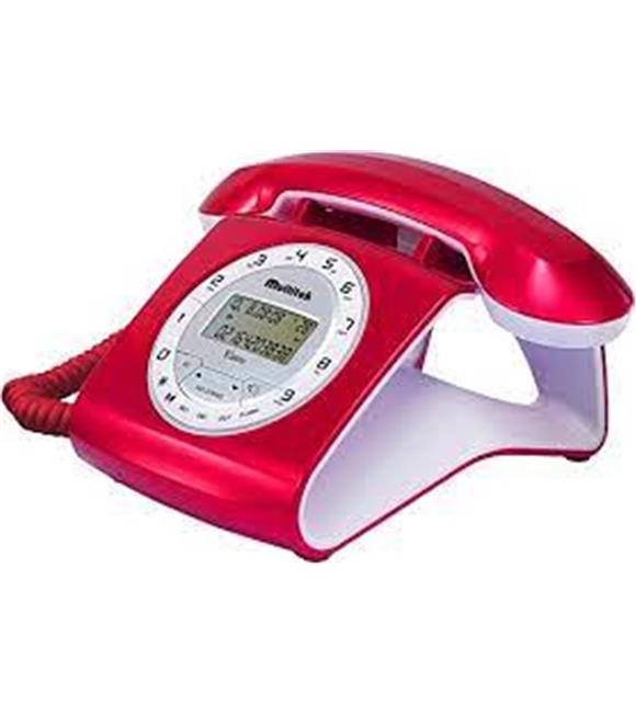 Multitek Retro Özel Tasarımlı Kablolu Siyah-Kırmızı Masa Üstü Telefon