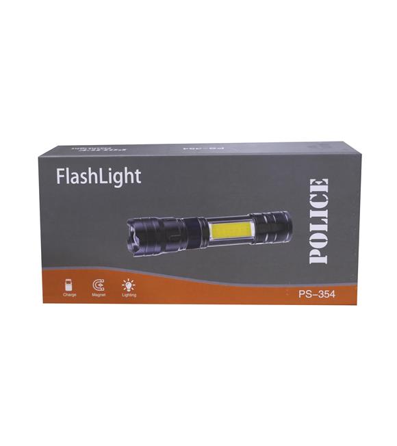 Polıce PS-354 Zoom Kırmızı İkaz Işıklı ve Magnet Özellikli Şarjlı El Feneri