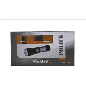 Polıce PS-357 Zoom, Yan Aydınlatma Işıklı,Magnetli ve Kırmızı-Mavi İkaz Işıklı,Şarjlı El Feneri