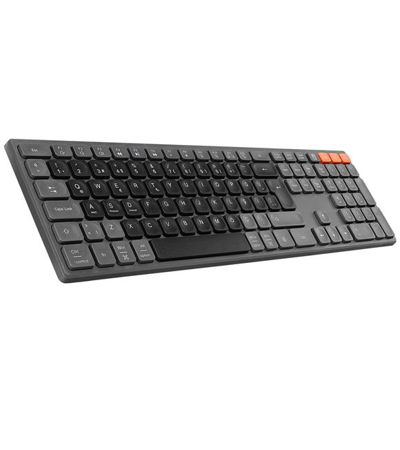 Everest KB-2610 Siyah-Gri 2.4G+BT1+BT2 üçü bir arada 3 in 1 Q Kablosuz klavye
