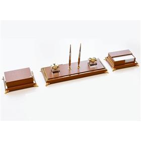 Tabac Gold And Leather Table Set Elegance Master 1936 Altın Ve Deri Masa Seti Sümen Takımları Ve Deri