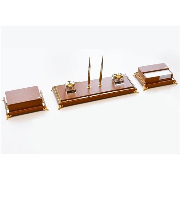 Tabac Gold And Leather Table Set Elegance Master 1936 Altın Ve Deri Masa Seti Sümen Takımları ve Deri Ürünler