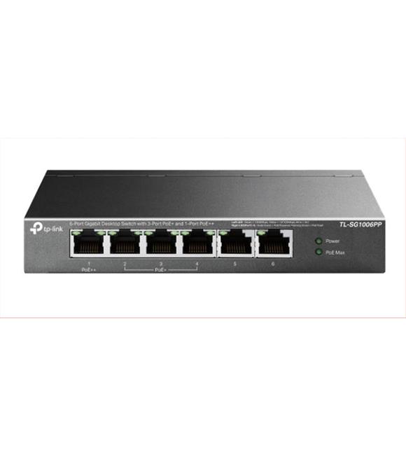 Tp-Link TL-SG1006PP 5 Port 4 Port Poe+ 10-100-1000 Mbps Switch Çelik Kasa