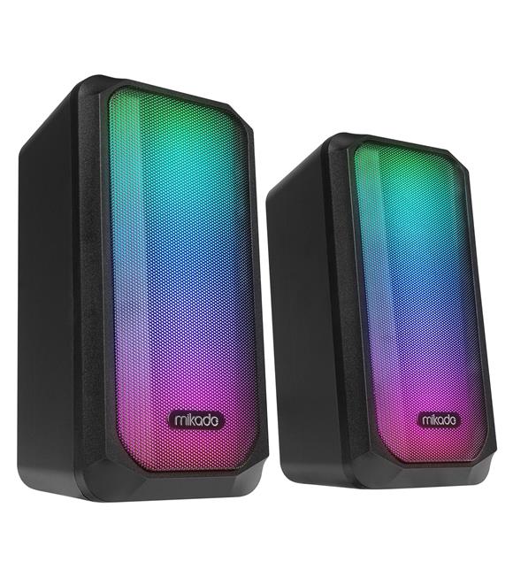 Mikado MD-356 2.0 5Wx2CH RGB Ledli Siyah USB Multimedia Oyuncu Speaker Hoparlör