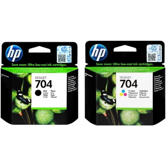 HP CN692AE + CN693AE 704  Siyah + Renkli Kartuş Seti