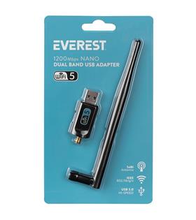 Everest EWN-AC1200 2T2R 1200Mbps 2.4GHz-5GHz Wifi USB3.0 Kablosuz Adaptör
