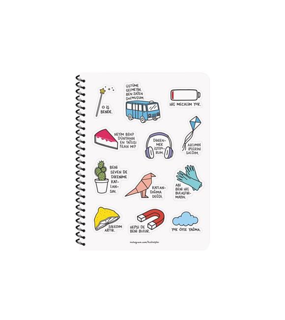 Keskin Color Sticker Defter Hisli Şeyler 16,5x22,5 80 Yp. Çizgili Stickerli Defter Neyim Ben Dünyanın En Tatlısı Filan Mı?