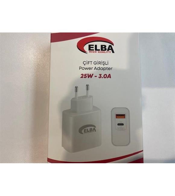 Elba ELB15 25W 3.0A Usb-A To Usb-C Çift Girişli Hızlı Şarj Akım Koruma Isıya Dayanıklı EV Şarj Kafa