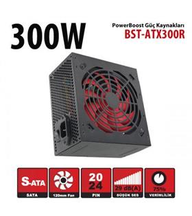 PowerBoost BST-ATX300R 300w, PPFC 12cm Kırmızı Fanlı ATX PSU (Retail Box) Güç Kaynağı
