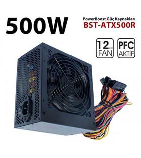 PowerBoost PB500AR 500W APFC 2-PCI-E 6+2 Pin 12cm Siyah Fanlı ATX Power Supply