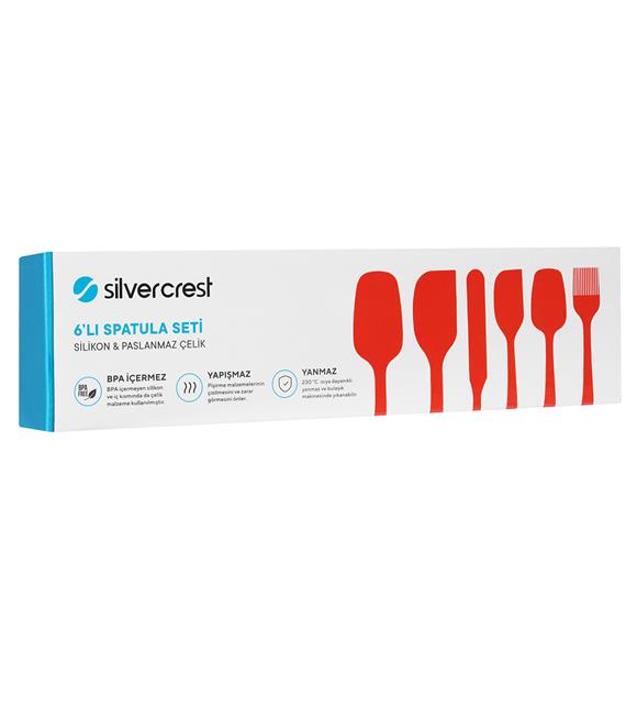 Silver Crest SPT-01 Silikon & Paslanmaz Çelik 6lı Kırmızı Spatula Seti_5