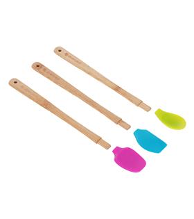 Silver Crest SPT-03 3 Lu Renkli 26CM Uzun Silikon Bambu Spatula Seti