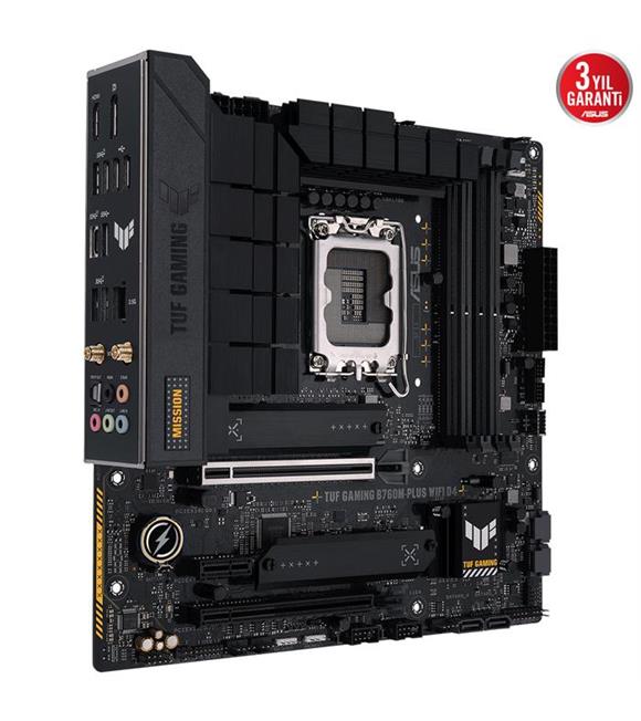 Asus TUF Gaming B760M-Plus WIFI D4 Intel B760 Soket 1700 DDR4 5333(OC)MHz mATX Gaming Anakart