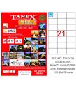 Tanex Laser Etiket 100 YP 70x42.43 Laser-Copy-Inkjet TW-2124
