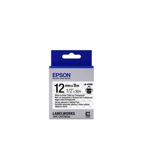 Epson LK-4TBW Güçlü Yapışkanlı Şeffaf Üzeri Siyah 12mm 9Metre Etiket