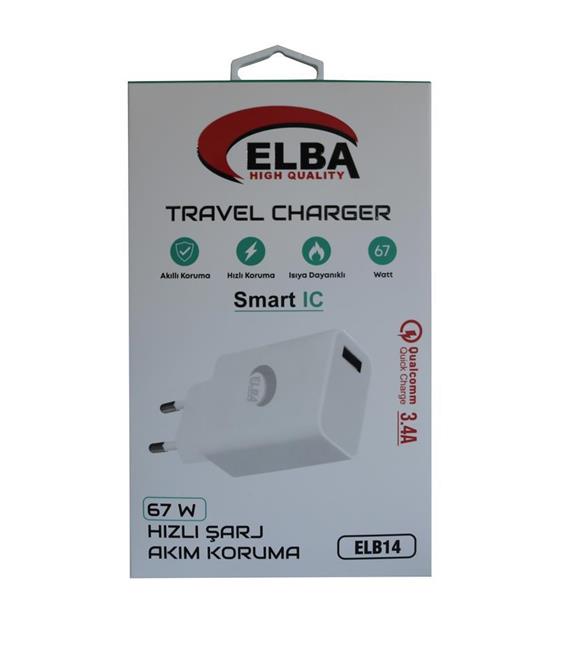 Elba ELB14 Elb-67w USB 67w 3.4A Hızlı Şarj Akıllı Koruma -Isıya Dayanıklı EV Şarj Kafa