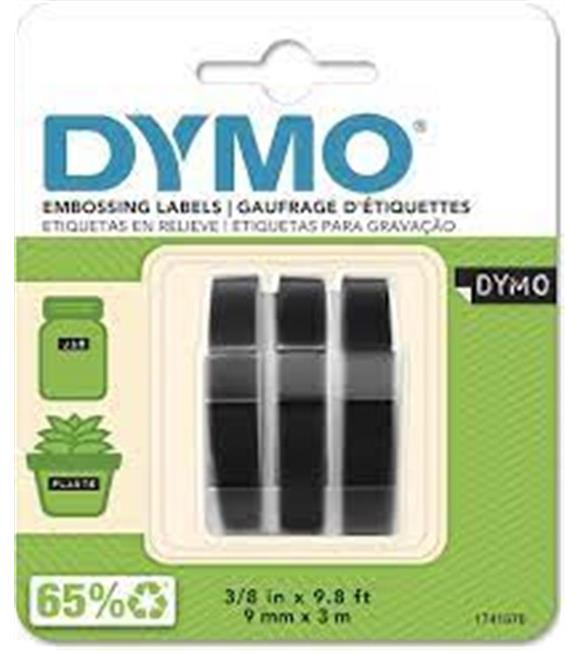 DYMO S0847730 Kabartma Şerit Rhino 9 mmx3 mt 3lü Siyah Şerit