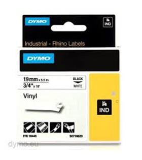 Dymo 18444 RhinoPRO Renkli Vinil 12mmx5,5m Beyaz-Siyah