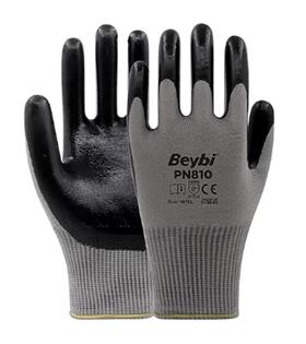 Beybi Nitril Poly Pn810 10 Beden Gri-Siyah 12li Eldiven