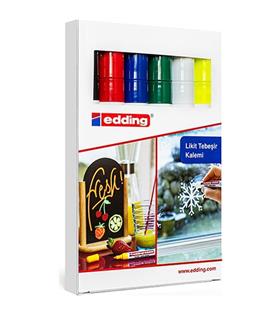 Edding Cam Kalemi (Likit Tebeşir) 6 Lı Kutu Karışık 4095
