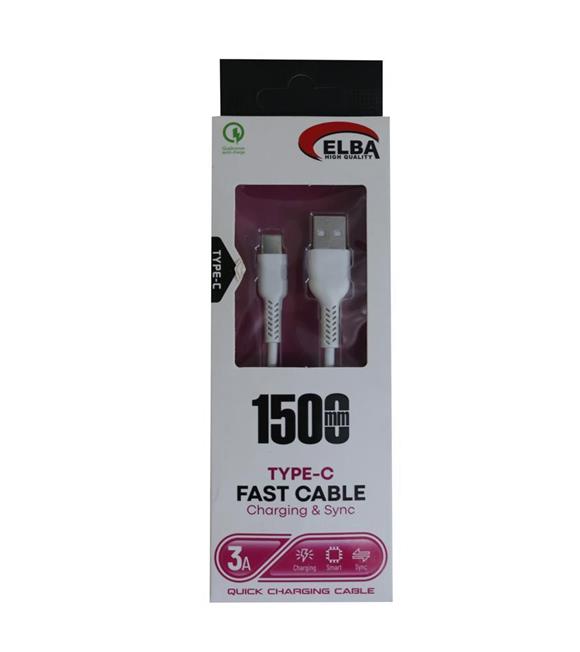 Elba Elb37-T1 Type-c 1,5mt 3A Hızlı Şarj Beyaz Kablo