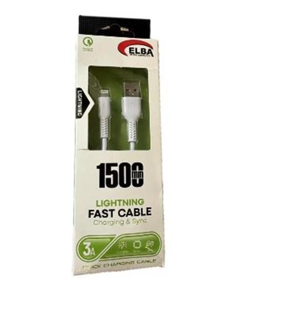 Elba Elb38-L1 1,5Mt  iPhone Lightning Beyaz 3A Hızlı Şarj Kablosu