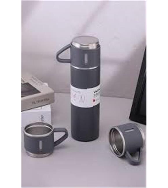 HYTECH HY-TM11 Mat Gri 500ML İç 304 Dış 201 Paslanmaz Çelik Kupa Bardak Termos