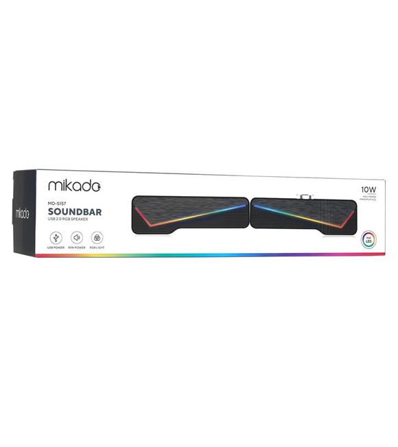 Mikado MD-S157 2.0 5Wx2CH RGB Ledli Oyuncu Siyah USB Sound Bar Speaker Hoparlör