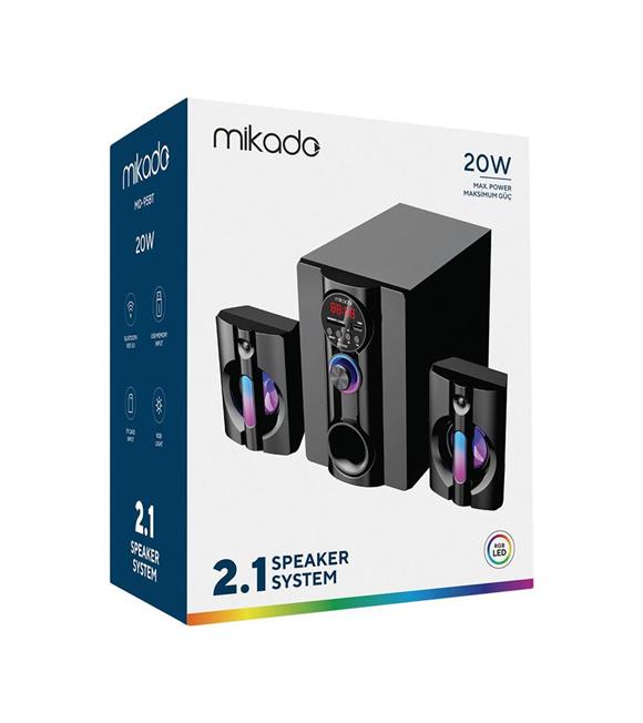 Mikado MD-95BT 2+1 20W Siyah Multimedya FM-BT-SD-USB Speaker Hoparlör Kumandalı_1