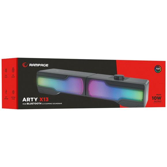 Rampage Arty X13 2.0 Bluetoothlu Rms 3W-2 RGB Işıklı Multimedia Usb 5V 45dB Gaming Oyuncu Speaker