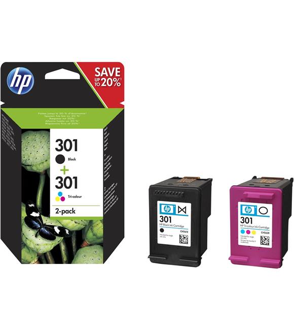 HP 301 Black-Color Siyah-Renkli Multi Paket N9J72AE