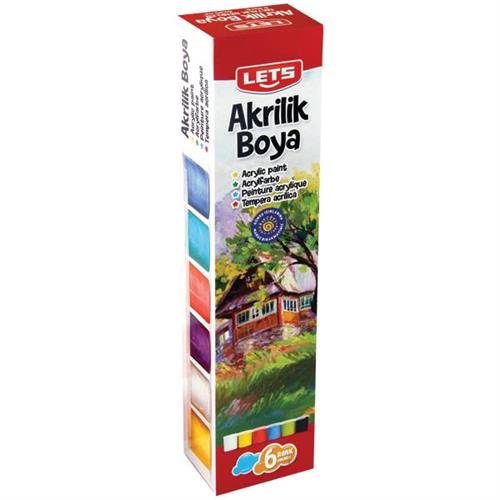 Lets Akrilik Boya 6 LI 25 ML Ana Renkler L-5200 Okula Dönüş Kampanyası Boya Gereçleri
