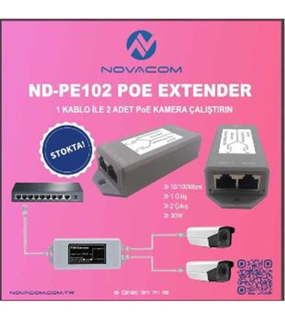 Nova ND-PE102 Poe Extender 10-100 Mbps 1 İnput 2 Output 30W Kategori Dışı