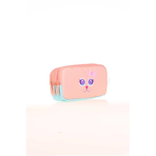 Kaukko Kalem Çantası Kıds 3 Bölmeli Cute Face Cat L8142 Okula Dönüş 2026 — Çanta, Defter, Kalem Ve Matara İndirimleri