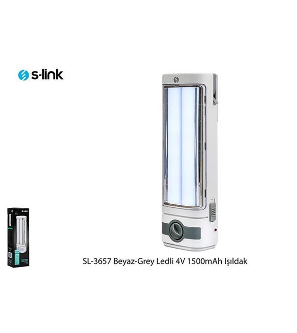 S-link SL-3657 Beyaz-Grey 4V 1500mAh 1+36 Ledli Işıldak