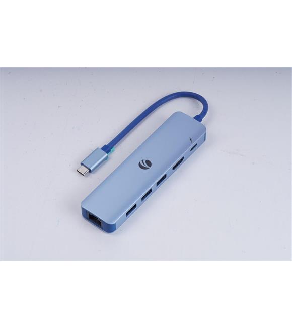 Vcom CUE55 Mavi Type-C To Hdmi(4K@30Hz)+Gigabit LAN+Usb3.0+Pd 3.0 100W Çoklayıcı