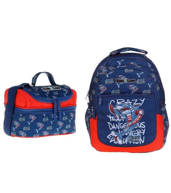 Kaukko Kıds&love Sırt Çantası ve Beslenme Çantası İkili Set Fast Shark
